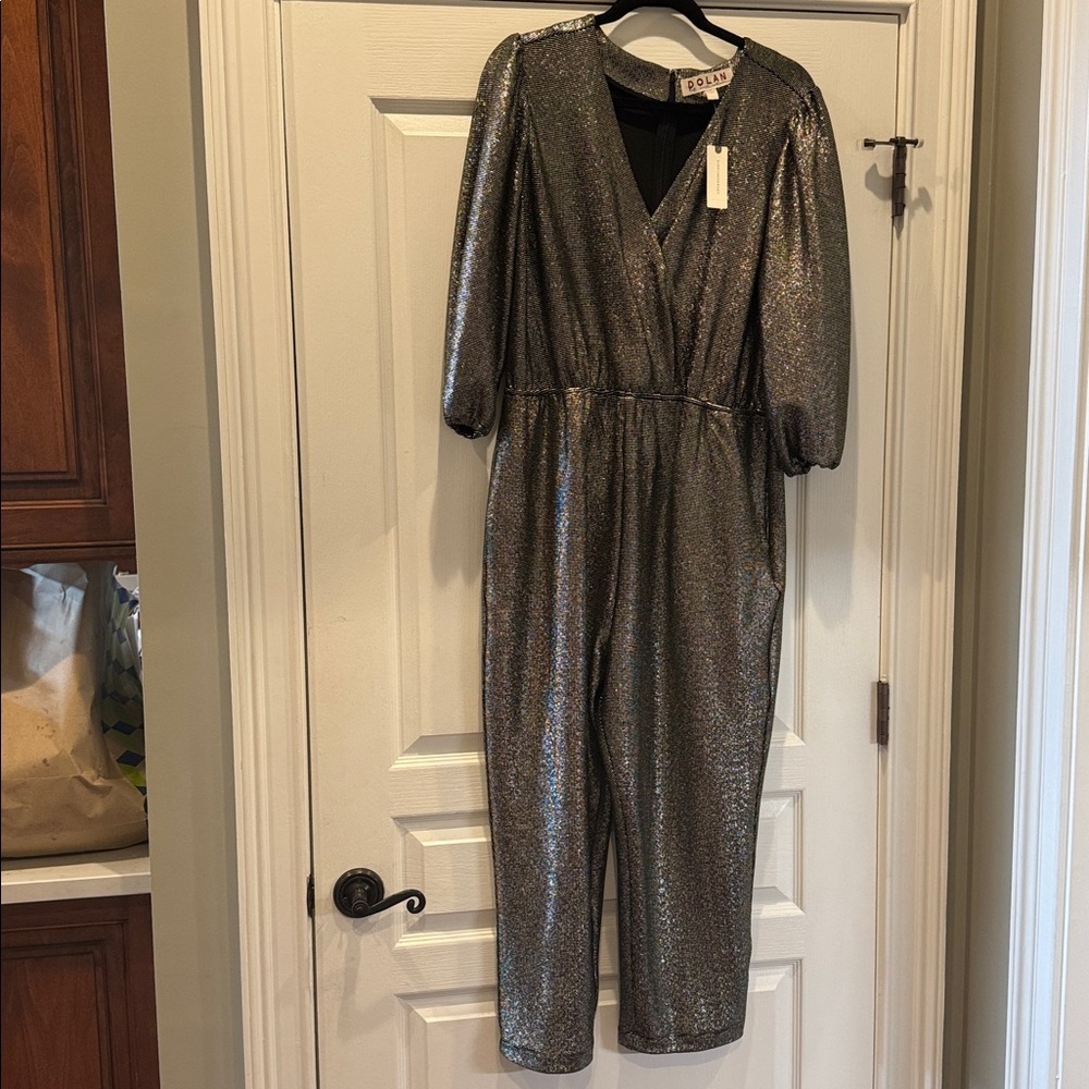 Anthropologie Metallic Jumpsuit, sz L, NWT